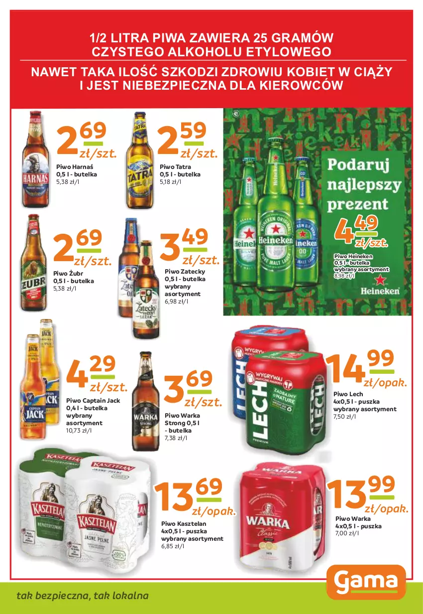 Gazetka promocyjna Gama - Gazetka Gama - ważna 30.01.2023 do 19.01.2024 - strona 11 - produkty: Captain Jack, Gra, Harnaś, Heineken, Kasztelan, Piec, Piwa, Piwo, Tatra, Warka