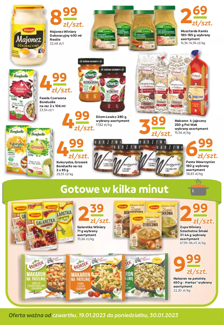 Gazetka promocyjna Gama - Gazetka Gama - ważna 30.01.2023 do 19.01.2024 - strona 8 - produkty: Bonduelle, Dżem, Fa, Fasola, Gala, Galaretka, Groszek, Hortex, Kamis, Kukurydza, Majonez, Makaron, Mus, Musztarda, Winiary, Zupa