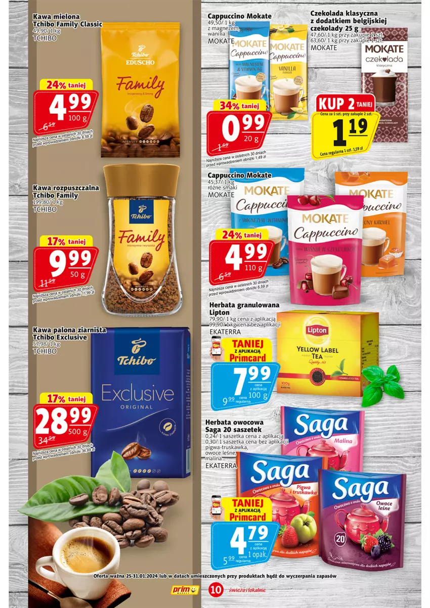 Gazetka promocyjna Prim Market - ważna 25.01 do 31.01.2024 - strona 10 - produkty: Cappuccino, Czekolada, Fa, Gin, Gra, Herbata, Herbata owocowa, Kawa, Kawa rozpuszczalna, LG, Lipton, Magnez, Owoce, Saga, Tchibo, Tchibo Family