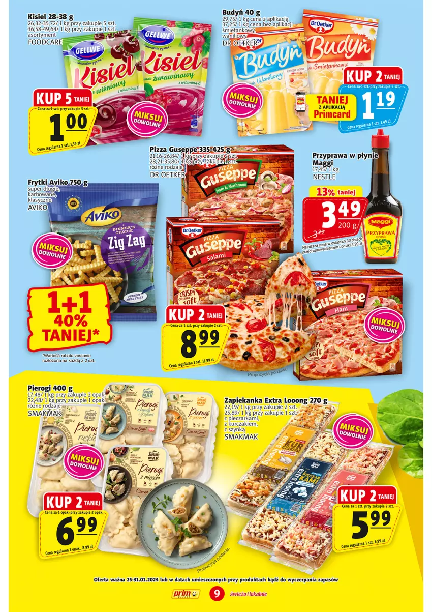 Gazetka promocyjna Prim Market - ważna 25.01 do 31.01.2024 - strona 9 - produkty: Budyń, Fa, Kisiel, Kurczak, Maggi, Pierogi, Pizza, Por, Przyprawa w płynie, Zapiekanka