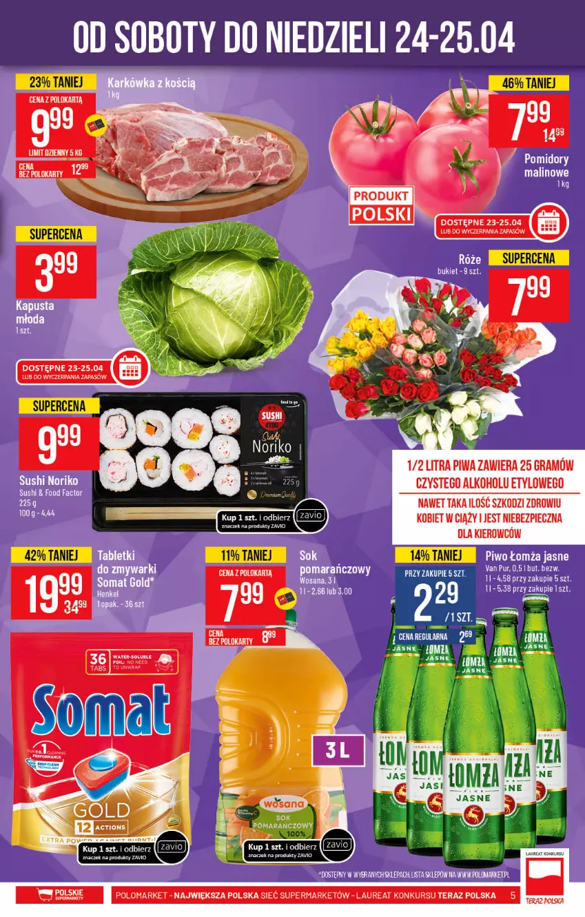 Gazetka promocyjna PoloMarket - Gazetka promocyjna - ważna 21.04 do 27.04.2021 - strona 5 - produkty: Fa, Gra, Laur, Piec, Piwa, Piwo, Sok, Sushi, Tera, Zmywarki