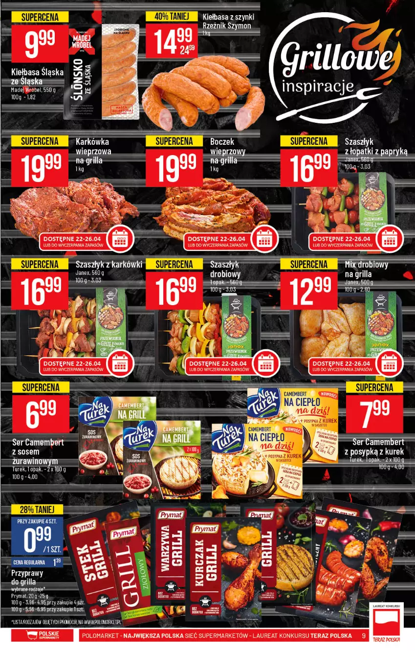 Gazetka promocyjna PoloMarket - Gazetka promocyjna - ważna 21.04 do 27.04.2021 - strona 9 - produkty: Boczek, Grill, Kiełbasa, Kiełbasa śląska, Laur, Prymat, Sos, Tera