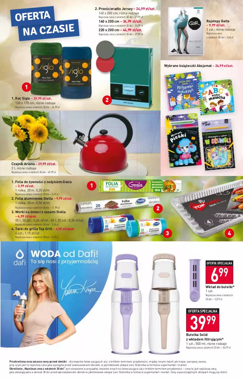 Gazetka promocyjna Stokrotka - Supermarket - ważna 11.05 do 17.05.2023 - strona 24 - produkty: Czajnik, Folia aluminiowa, Gatta, Grill, Koc, Mięso, Noż, Owoce, Prześcieradło, Rajstopy, Top, Warzywa, Worki na śmiec, Worki na śmieci