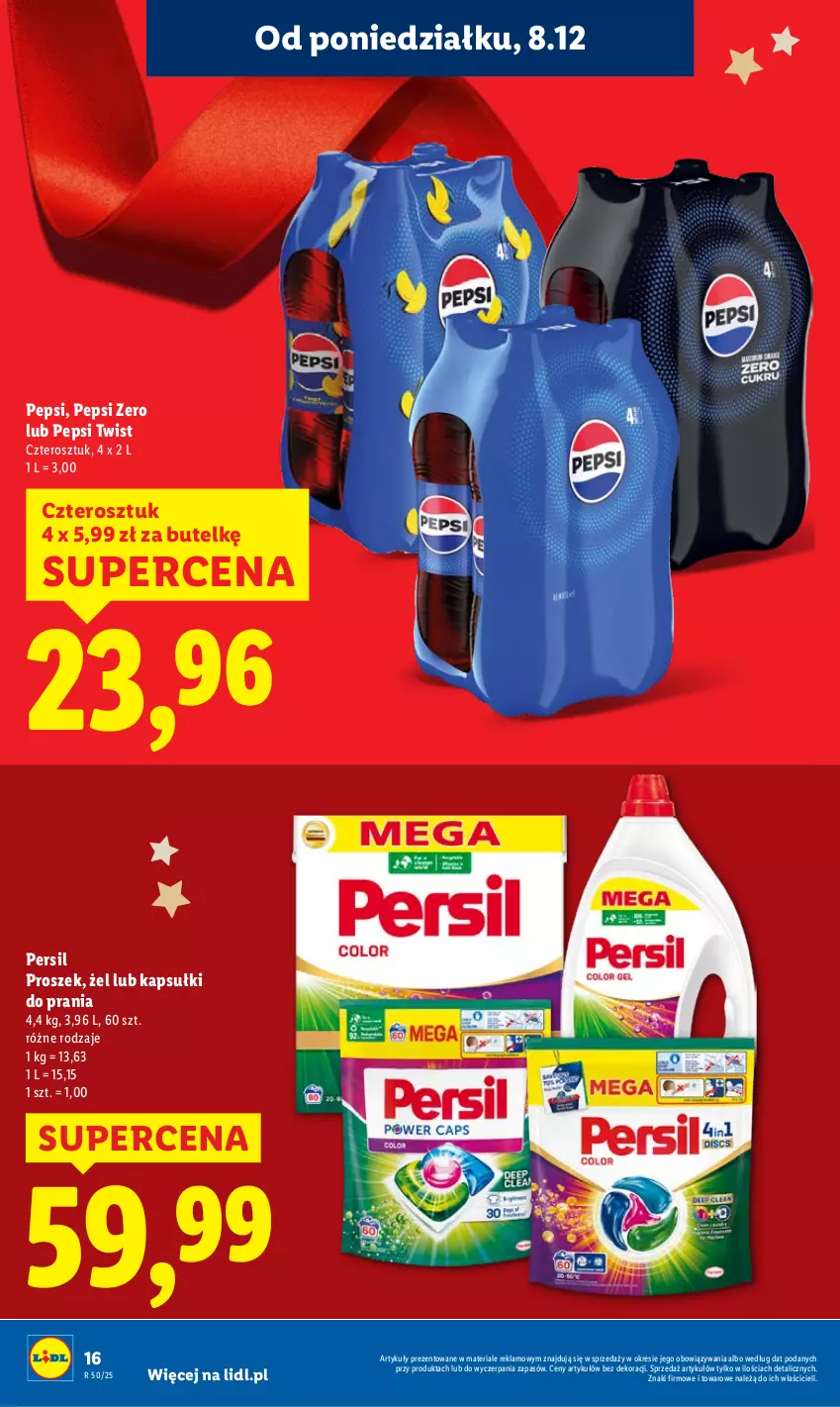 Gazetka promocyjna Lidl - GAZETKA - ważna 08.12 do 10.12.2025 - strona 16 - produkty: Kapsułki do prania, Pepsi, Persil
