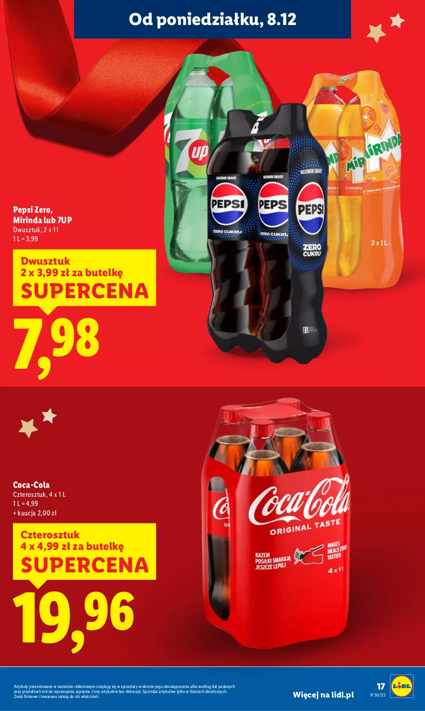 Gazetka promocyjna Lidl - GAZETKA - ważna 08.12 do 10.12.2025 - strona 17 - produkty: 7up, Coca-Cola, Mirinda, Pepsi