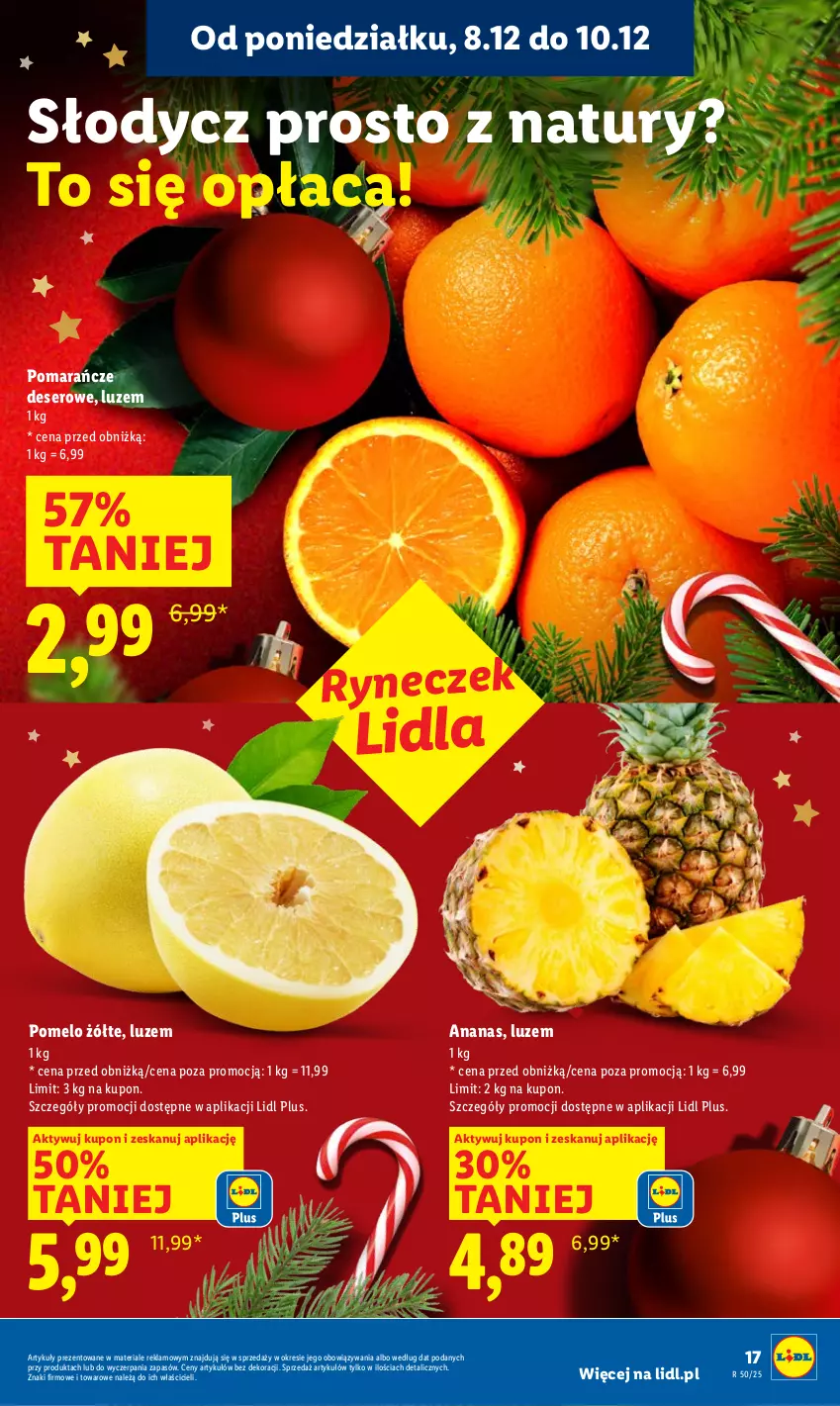 Gazetka promocyjna Lidl - GAZETKA - ważna 08.12 do 10.12.2025 - strona 25 - produkty: Ananas, Deser, Pomarańcze, Pomelo, Ser