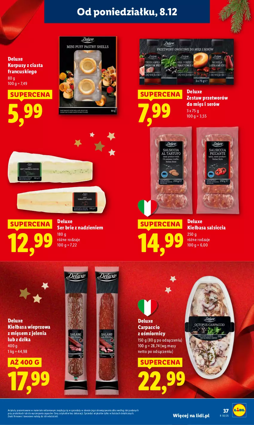 Gazetka promocyjna Lidl - GAZETKA - ważna 08.12 do 10.12.2025 - strona 45 - produkty: Brie, Carpaccio, Kiełbasa, Korpusy, Ser