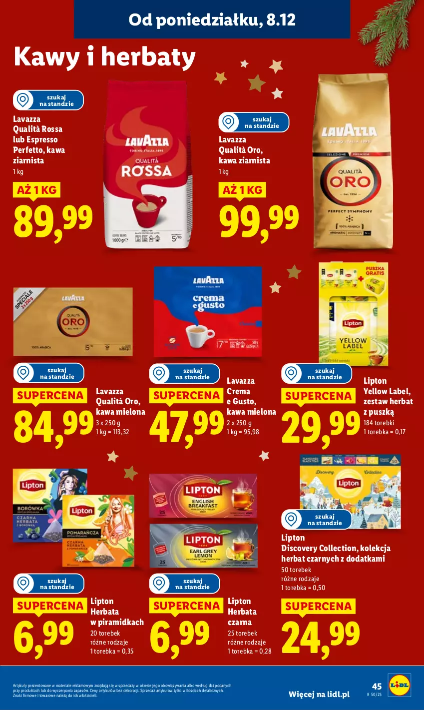 Gazetka promocyjna Lidl - GAZETKA - ważna 08.12 do 10.12.2025 - strona 53 - produkty: Discover, Herbata, Herbata czarna, Kawa, Kawa mielona, Kawa ziarnista, Lavazza, Lipton, Torebka