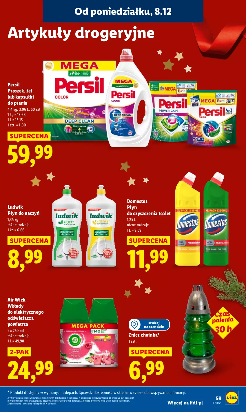 Gazetka promocyjna Lidl - GAZETKA - ważna 08.12 do 10.12.2025 - strona 67 - produkty: Air Wick, Choinka, Domestos, Inka, Kapsułki do prania, Ludwik, Persil, Znicz