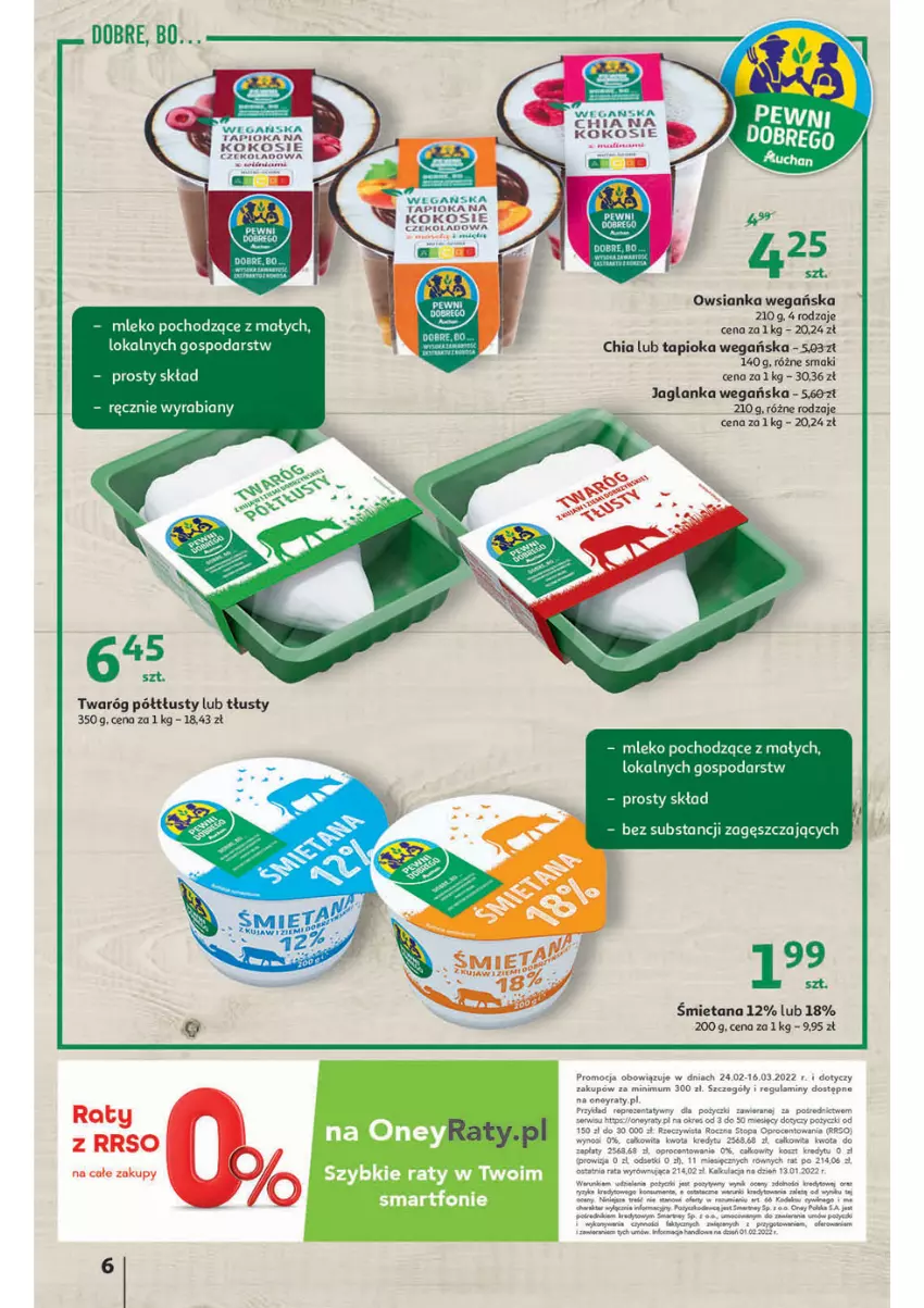 Gazetka promocyjna Auchan - przeNISKIE CENY lecą w dół Hipermarkety - ważna 24.02 do 02.03.2022 - strona 6 - produkty: Chia, Fa, Jaglanka, Kokos, Kosz, Mleko, Owsianka, Ser, Top, Twaróg, Twaróg półtłusty