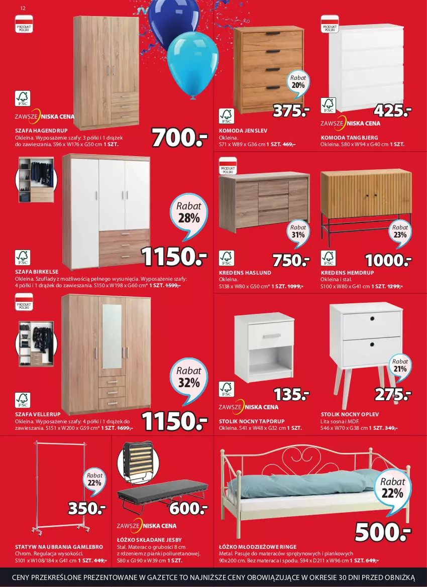 Gazetka promocyjna Jysk - Oferta tygodnia - ważna 08.03 do 16.04.2023 - strona 13 - produkty: Fa, Komoda, Kredens, Materac, Moda, Sok, Sos, Statyw na ubrania, Stolik, Stolik nocny, Szafa, Tera, Ubrania