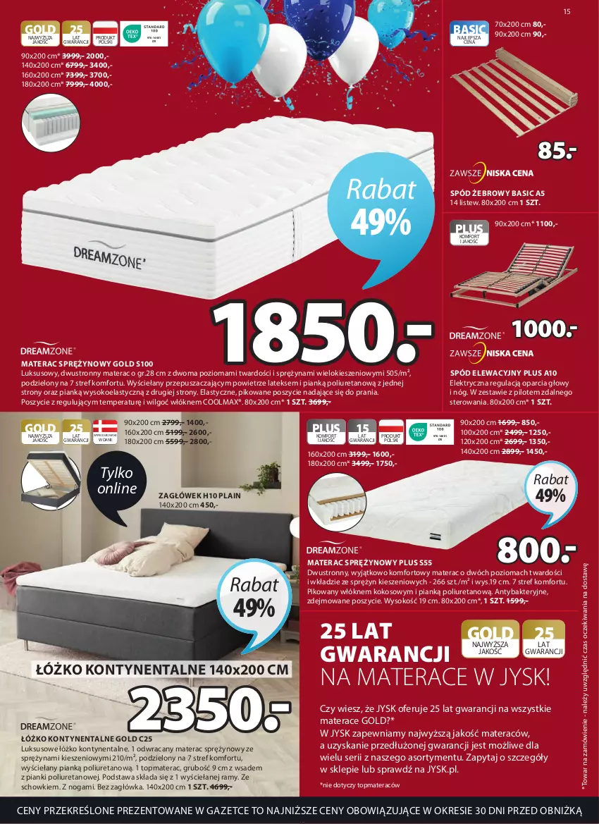 Gazetka promocyjna Jysk - Oferta tygodnia - ważna 08.03 do 16.04.2023 - strona 16 - produkty: Kokos, LG, Materac, Materac sprężynowy, Olma, Ser, Sok, Spód elewacyjny, Spód żebrowy, Tera, Top, Zagłówek