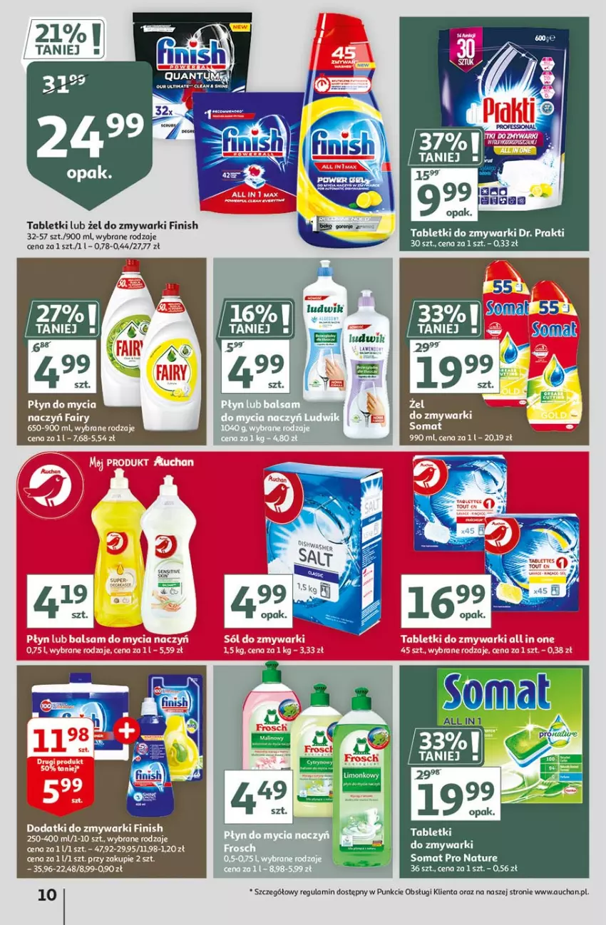 Gazetka promocyjna Auchan - Hiper porządki Hipermarkety - ważna 18.02 do 25.02.2021 - strona 10 - produkty: Do mycia naczyń, Fa, Fairy, Finish, LG, Płyn do mycia, Płyn do mycia naczyń, Somat, Tablet, Tabletki do zmywarki, Zmywarki