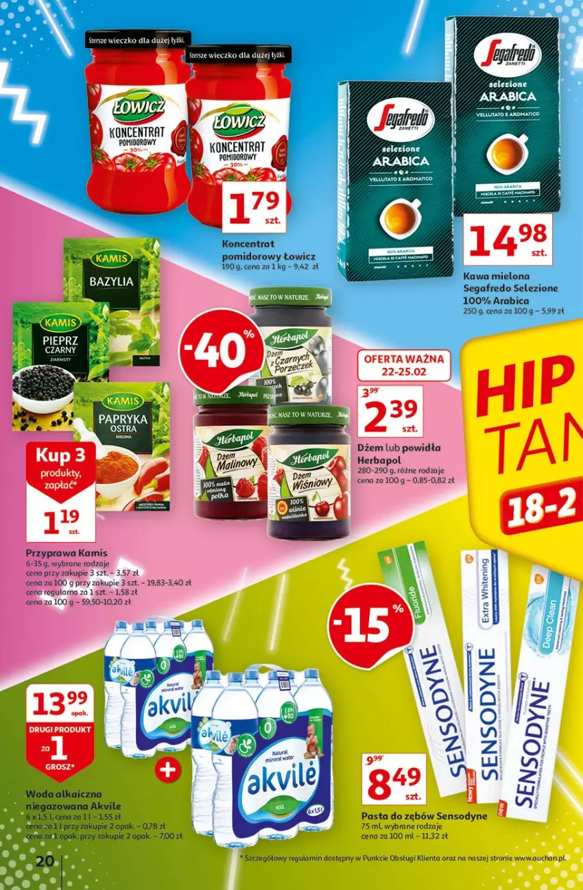 Gazetka promocyjna Auchan - Hiper porządki Hipermarkety - ważna 18.02 do 25.02.2021 - strona 20 - produkty: BIC, Dżem, Herbapol, Kawa, Kawa mielona, Koncentrat pomidorowy, Pasta do zębów, Pieprz, Segafredo, Sensodyne, Woda