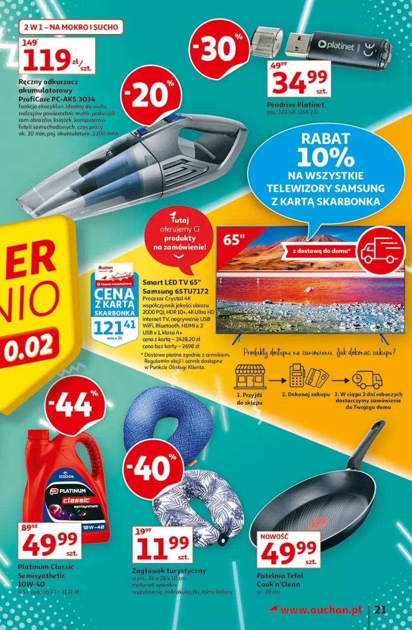 Gazetka promocyjna Auchan - Hiper porządki Hipermarkety - ważna 18.02 do 25.02.2021 - strona 21 - produkty: Akumulator, Fa, Fotel, Gry, Koc, Komputer, LED TV, LG, Obraz, Odkurzacz, Patelnia, Pendrive, PLATINET, Procesor, Samsung, Tefal, Zagłówek