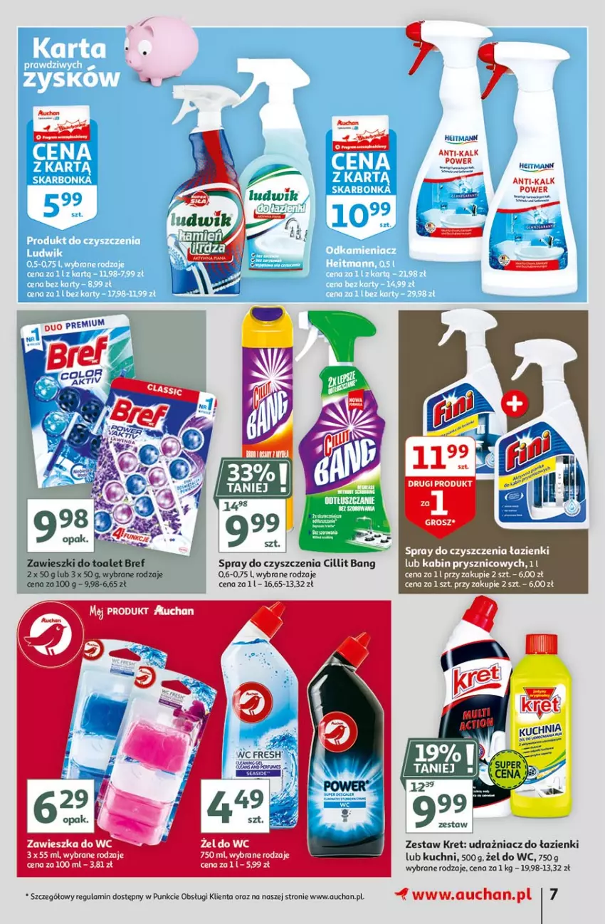 Gazetka promocyjna Auchan - Hiper porządki Hipermarkety - ważna 18.02 do 25.02.2021 - strona 7 - produkty: Bref, Cillit Bang, Kret, Spray do czyszczenia, Zawieszki