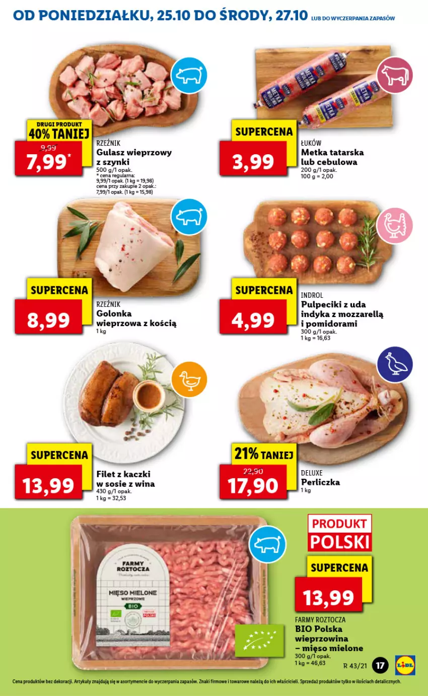 Gazetka promocyjna Lidl - GAZETKA - ważna 25.10 do 27.10.2021 - strona 17 - produkty: Fa, Metka tatarska, Mięso, Mięso mielone, Perliczka, Sos