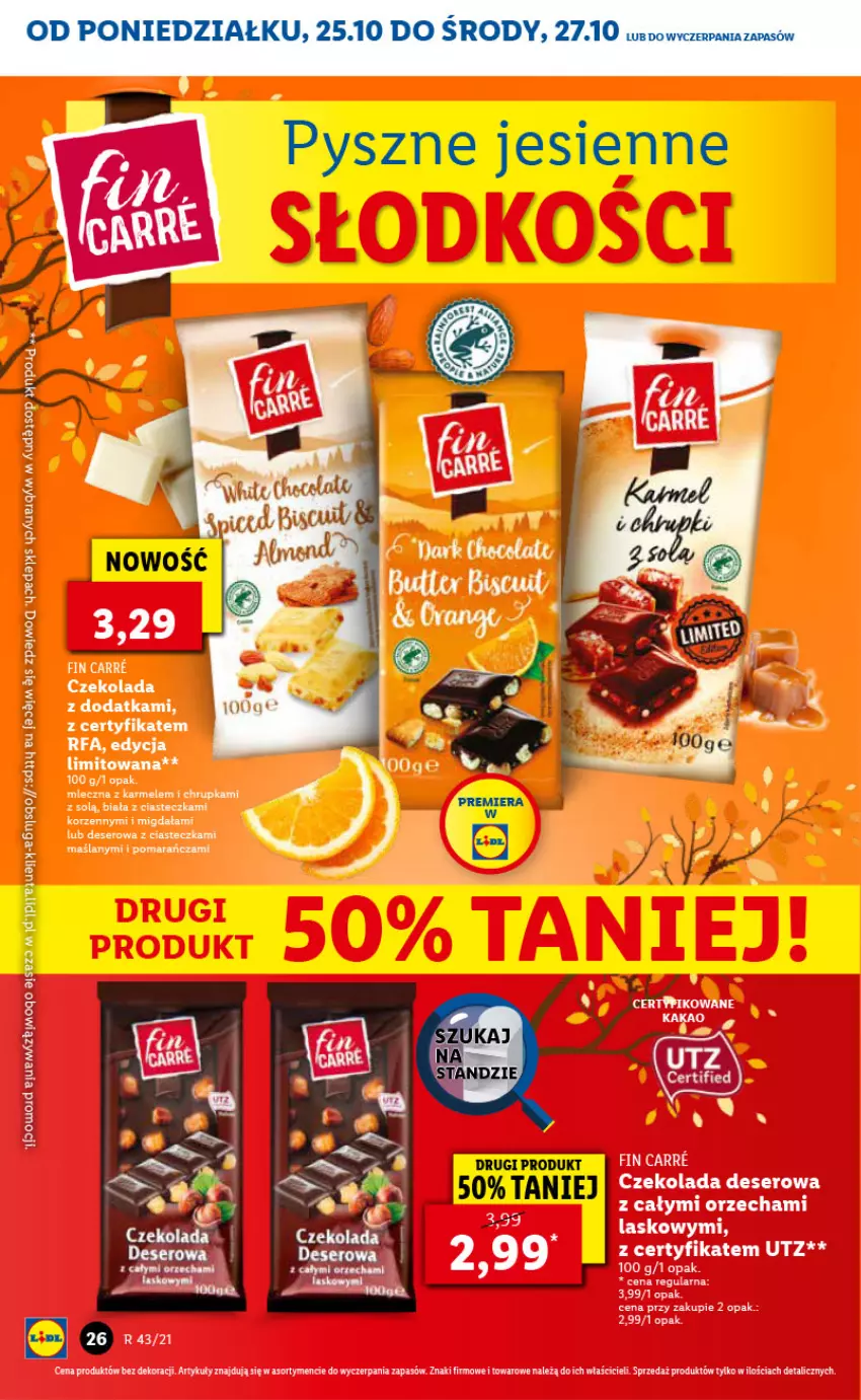 Gazetka promocyjna Lidl - GAZETKA - ważna 25.10 do 27.10.2021 - strona 26 - produkty: Czekolada, Deser, Fa, LG, Ser