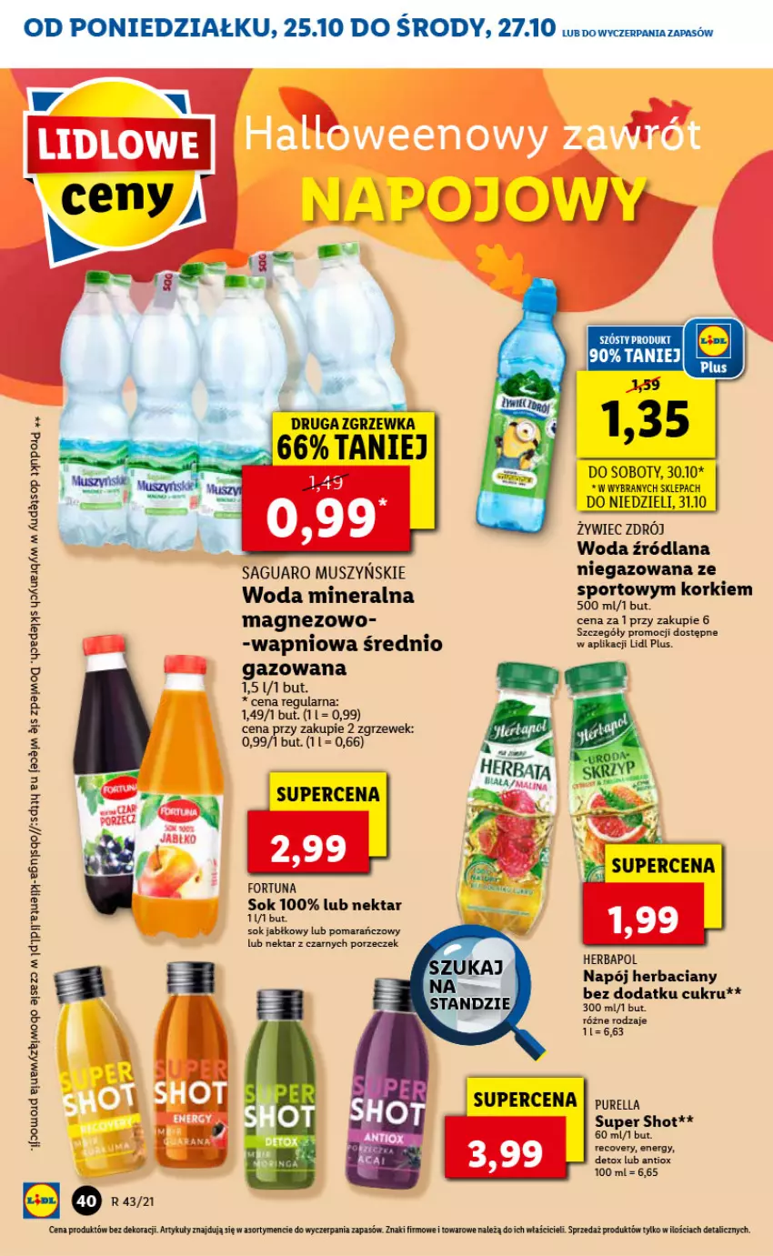 Gazetka promocyjna Lidl - GAZETKA - ważna 25.10 do 27.10.2021 - strona 40 - produkty: Fortuna, Herbapol, LANA, LG, Magnez, Mus, Napój, Nektar, Por, Pur, Sok, Sok jabłkowy, Sport, Woda, Woda mineralna