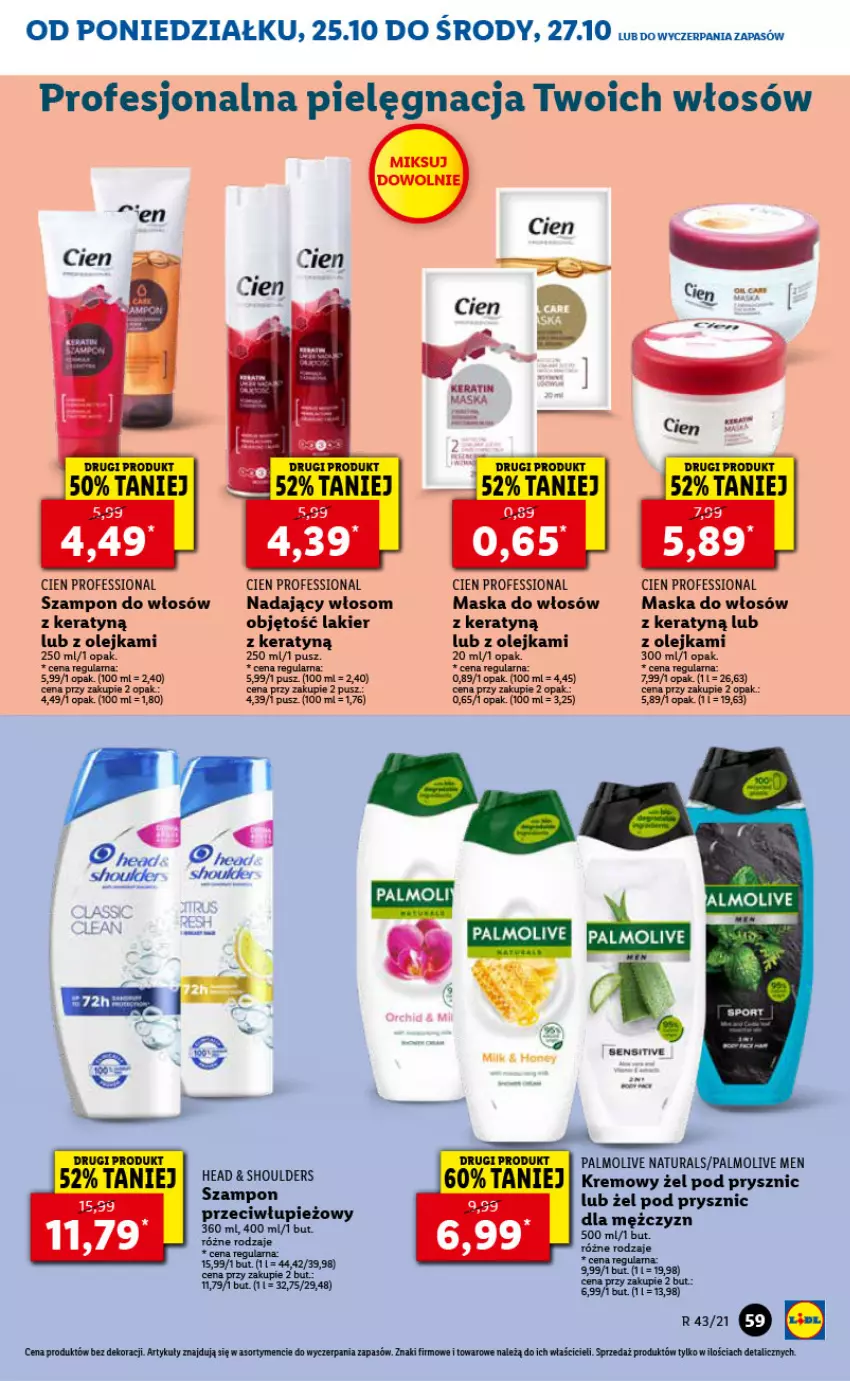 Gazetka promocyjna Lidl - GAZETKA - ważna 25.10 do 27.10.2021 - strona 59 - produkty: Lakier, Maska, Maska do włosów, Olej, Palmolive, Szampon