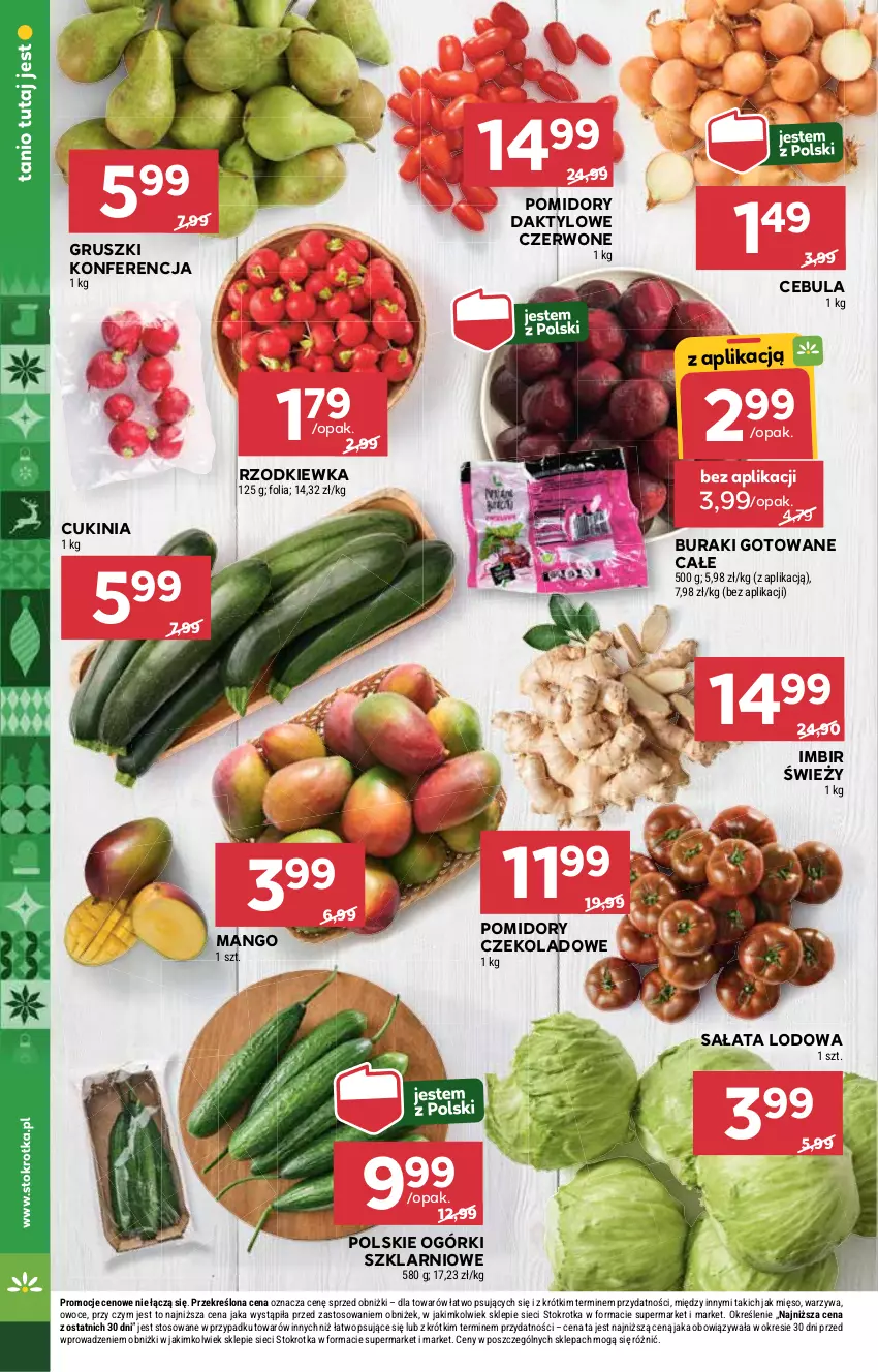 Gazetka promocyjna Stokrotka - Supermarket - ważna 20.11 do 26.11.2025 - strona 8 - produkty: Buraki, Cebula, Gruszki, Imbir, Mango, Mięso, Owoce, Pomidory, Rzodkiewka, Sałat, Sałata lodowa, Warzywa