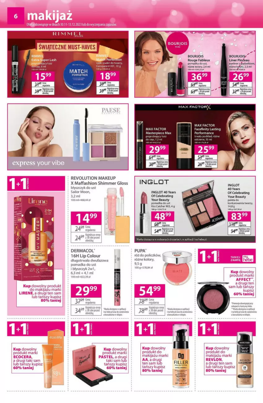 Gazetka promocyjna Hebe - ważna 30.11 do 13.12.2023 - strona 13 - produkty: AEG, Bourjois, Fa, Gry, Mule, Mysz, Paleta, Por, Pupa, Róż do policzków