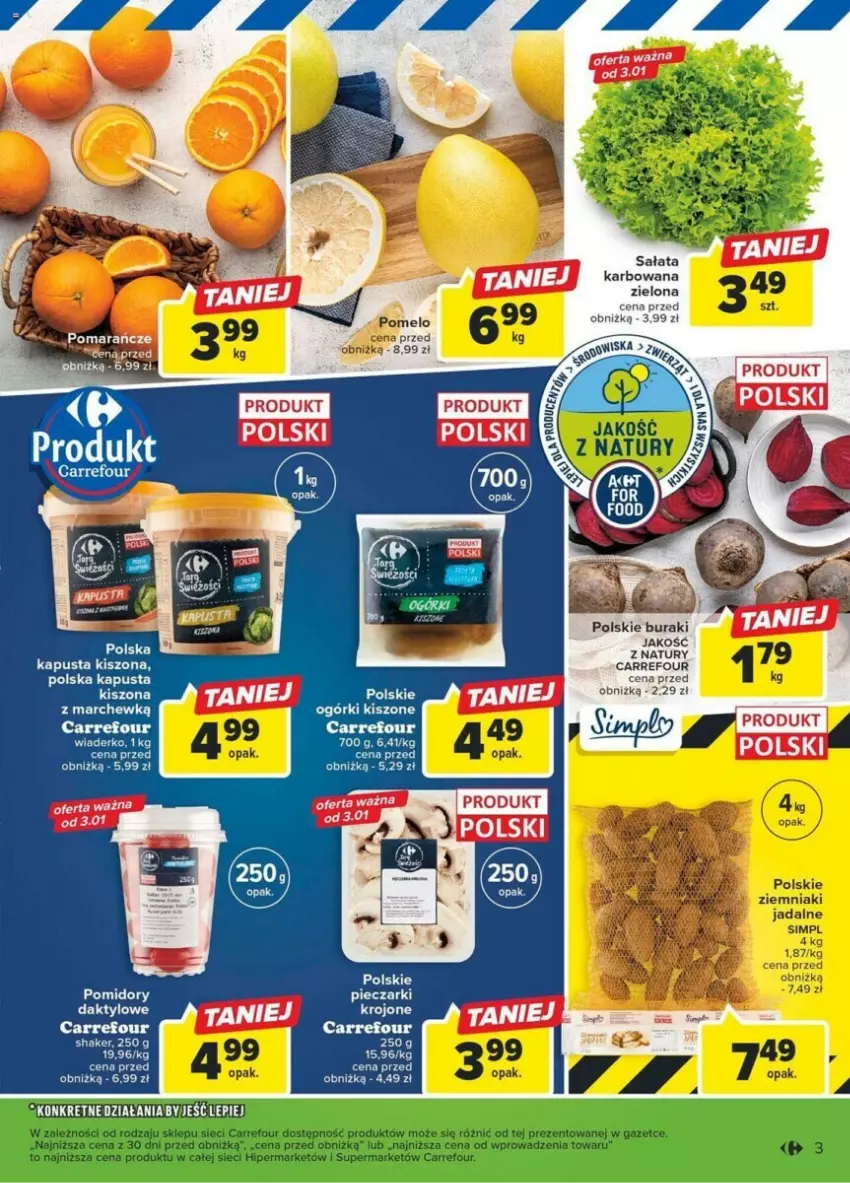 Gazetka promocyjna Carrefour - ważna 02.01 do 05.01.2024 - strona 5 - produkty: Buraki, Kret, Pomelo, Sałat, Ziemniaki