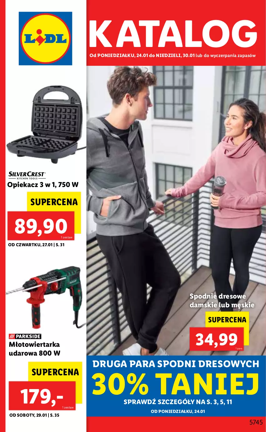 Gazetka promocyjna Lidl - GAZETKA - ważna 24.01 do 30.01.2022 - strona 1 - produkty: Dres, Młot, Młotowiertarka, Spodnie, Spodnie dresowe, Tarka, Wiertarka, Wiertarka udarowa