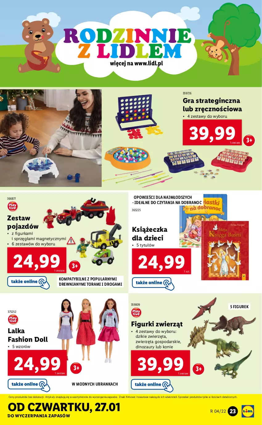 Gazetka promocyjna Lidl - GAZETKA - ważna 24.01 do 30.01.2022 - strona 23 - produkty: Dinozaur, Dzieci, Fa, Gin, Gra, Lalka, Pojazd, Zwierzęta