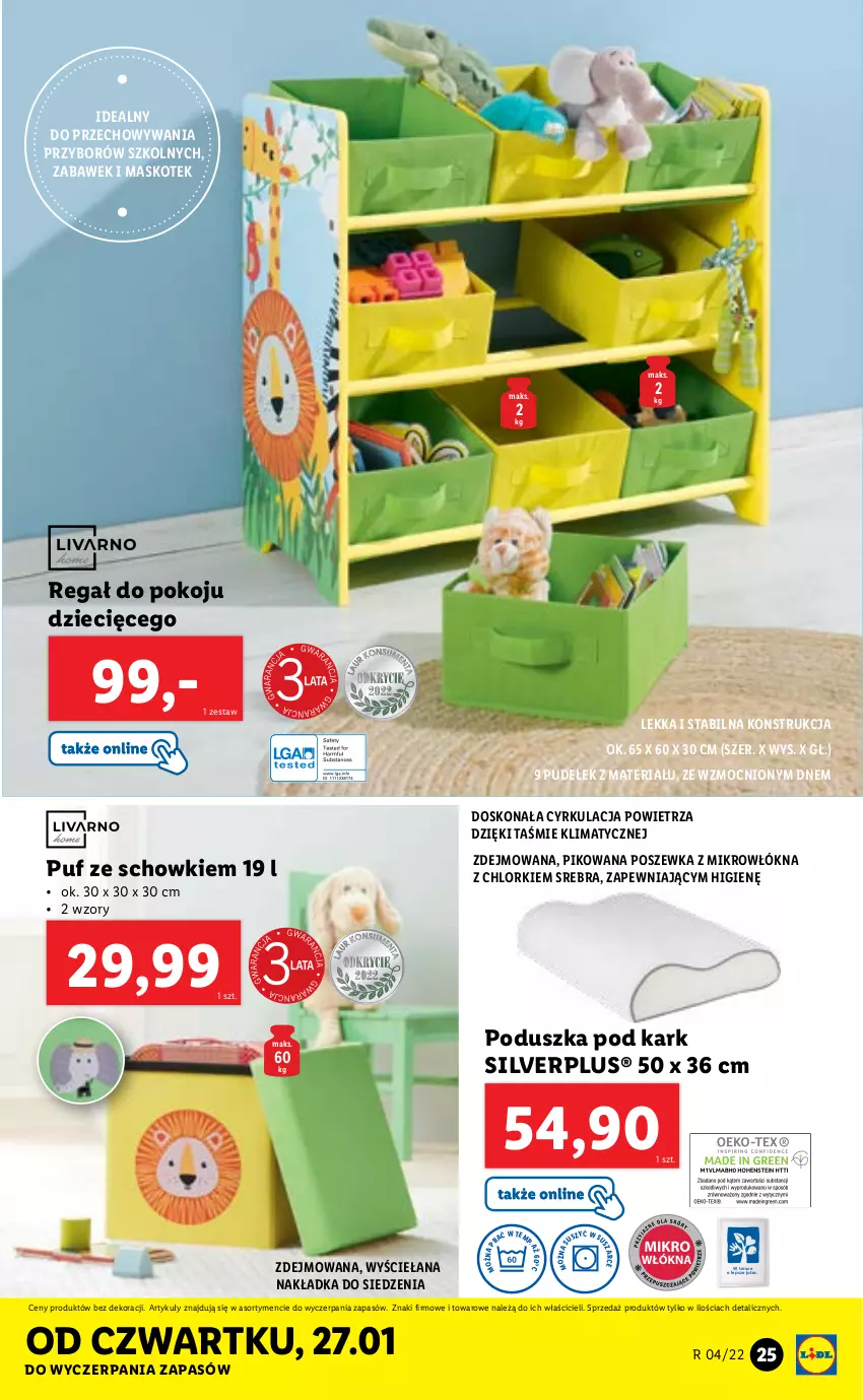 Gazetka promocyjna Lidl - GAZETKA - ważna 24.01 do 30.01.2022 - strona 25 - produkty: Dzieci, Kotek, Poduszka, Poduszka pod kark, Poszewka, Puf, Regał