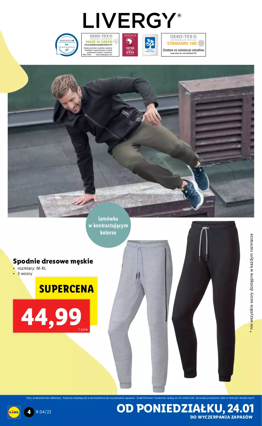 Gazetka promocyjna Lidl - GAZETKA - ważna 24.01 do 30.01.2022 - strona 4 - produkty: Dres, Spodnie, Spodnie dresowe