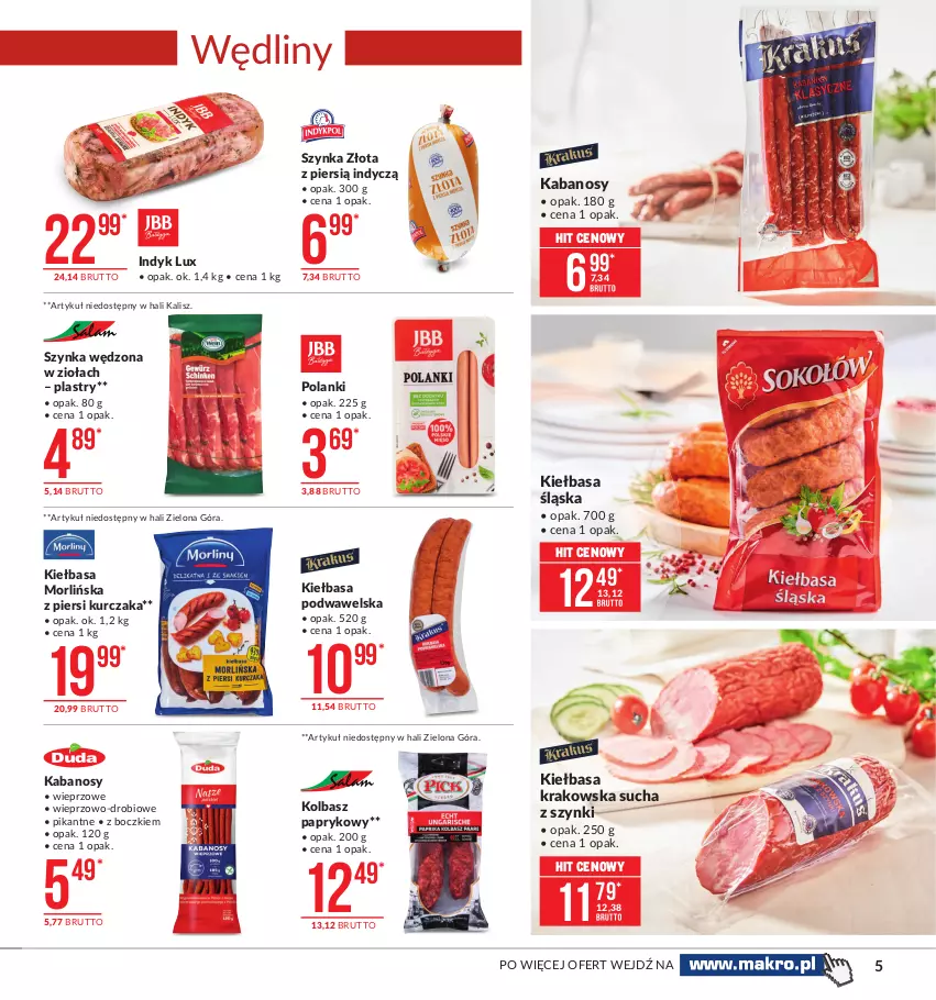 Gazetka promocyjna Makro - [Oferta promocyjna] Artykuły spożywcze - ważna 09.02 do 22.02.2021 - strona 5 - produkty: Indyk lux, Kabanos, Kiełbasa, Kiełbasa krakowska, Kiełbasa podwawelska, Kiełbasa śląska, Kurczak, Lanki, Szynka, Wawel