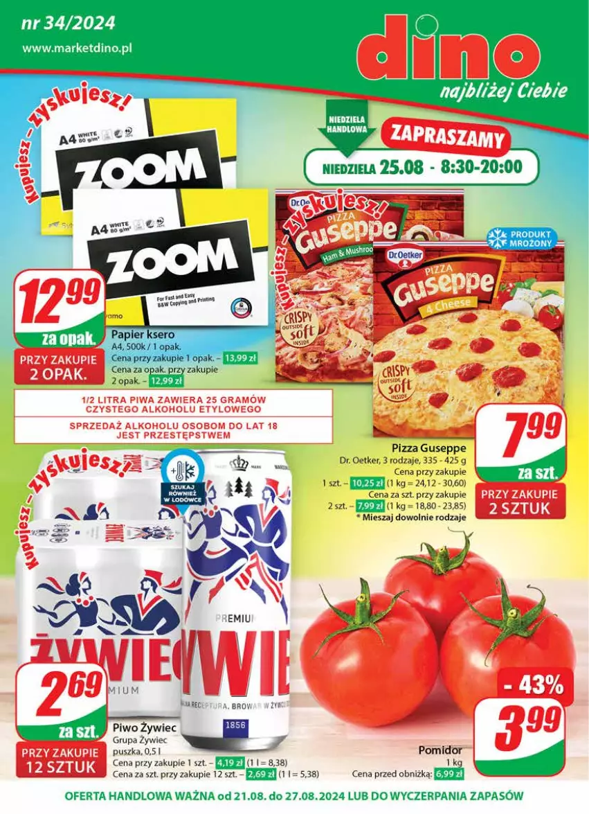 Gazetka promocyjna Dino - Gazetka 34 / 2024 - ważna 21.08 do 27.08.2024 - strona 1 - produkty: Dr. Oetker, Fa, JBL, Piwo, Pizza