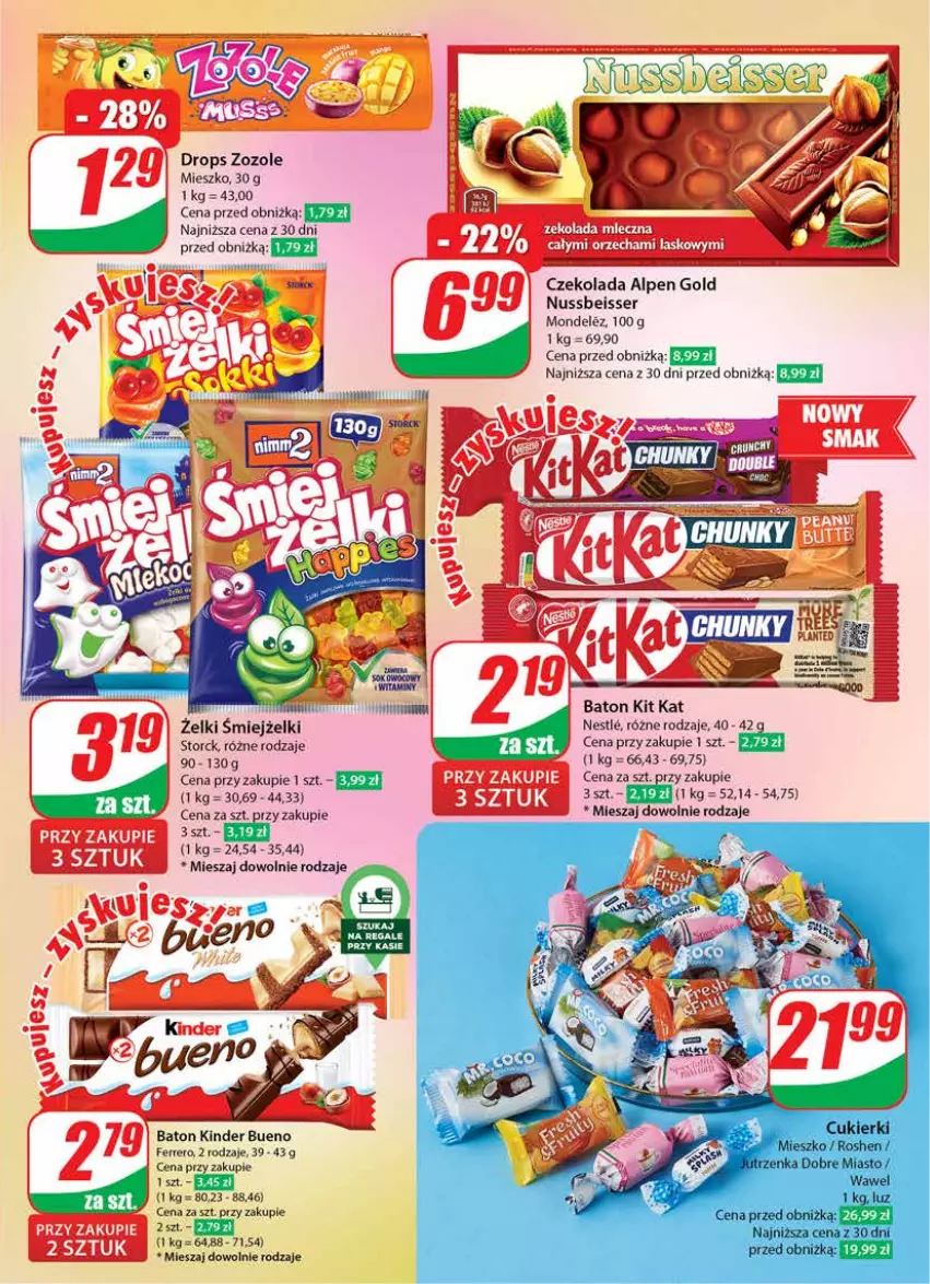 Gazetka promocyjna Dino - Gazetka 34 / 2024 - ważna 21.08 do 27.08.2024 - strona 5 - produkty: Baton, Czekolada, Dron, Ferrero, Kinder, Kinder Bueno, Kit Kat, Mus, Ser, Waga