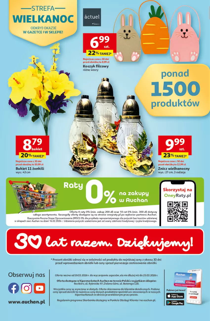 Gazetka promocyjna Auchan - Gazetka 30 Lat Hipermarket Auchan - ważna 19.03 do 25.03.2026 - strona 49 - produkty: Bukiet, Gra, Kosz, Tera, Top, Znicz