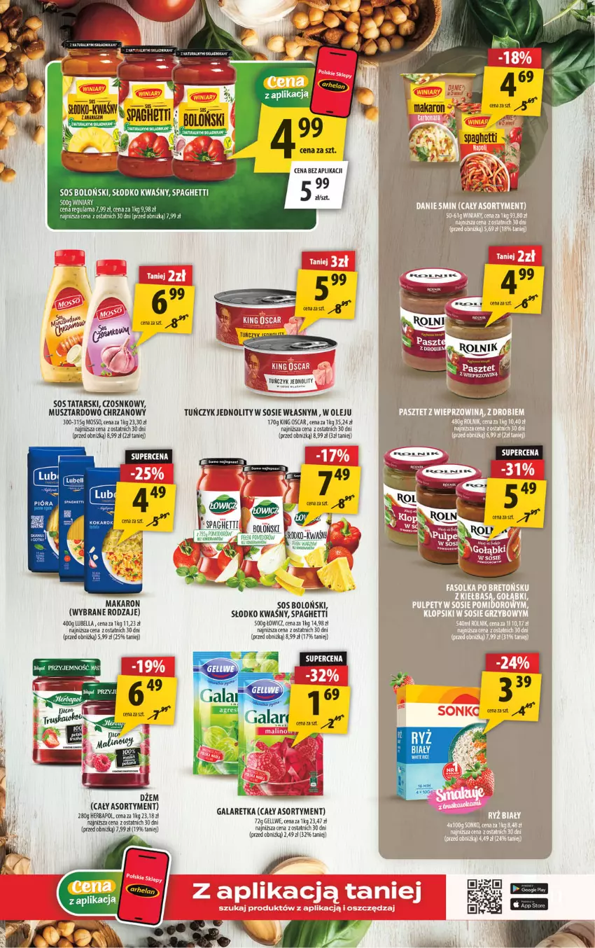 Gazetka promocyjna Arhelan - Gazetka - ważna 03.07 do 12.07.2026 - strona 9 - produkty: Bell, Bella, Chrzan, Dżem, Fa, Gala, Galaretka, Herbapol, Lubella, Makaron, Mus, Olej, Rolnik, Sos, Spaghetti, Tuńczyk