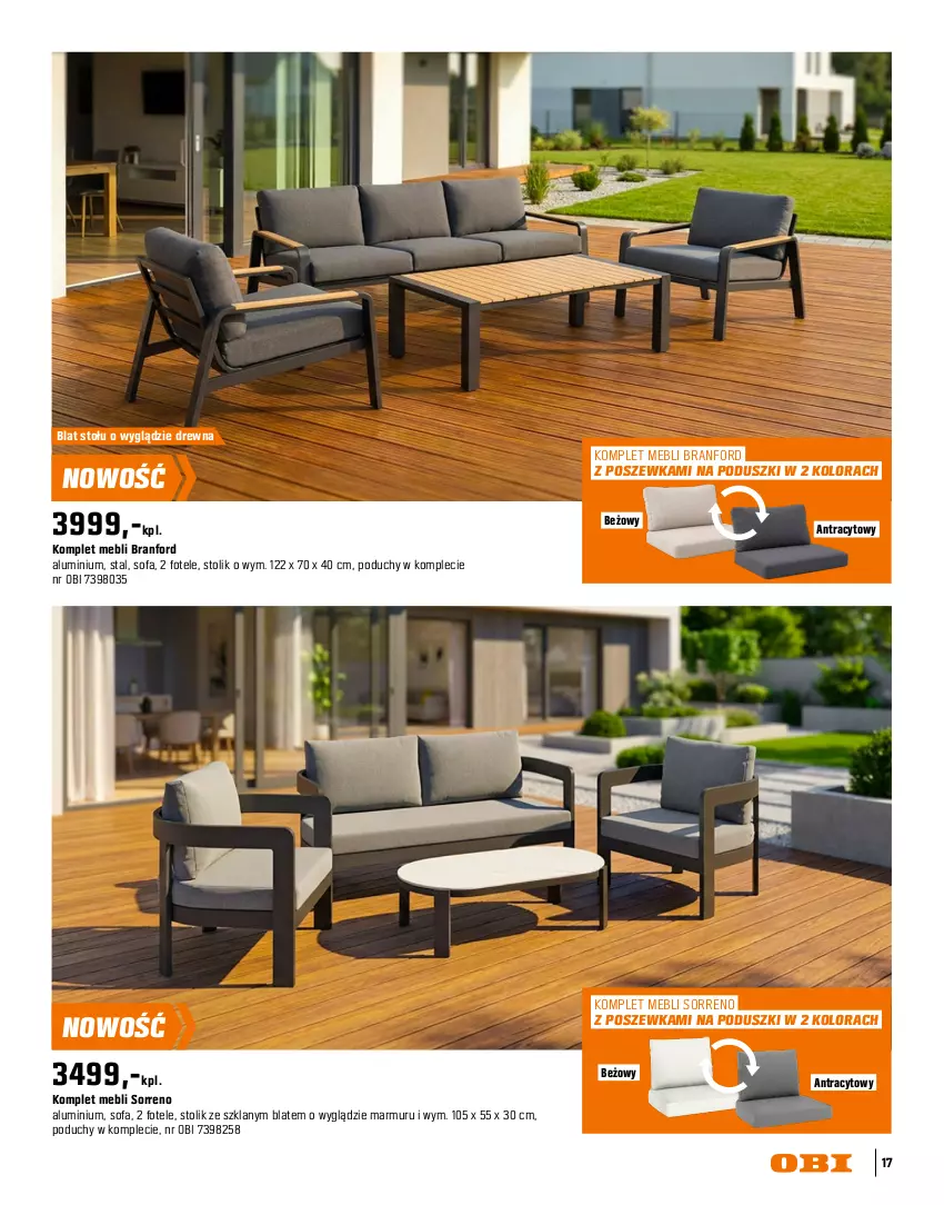 Gazetka promocyjna Obi - Gazetka OBI - ważna 16.03 do 30.09.2026 - strona 17 - produkty: Fa, Fotel, Intel, Jadalnia, Meble, Poszewka, Sofa, Sok, Stół, Stolik