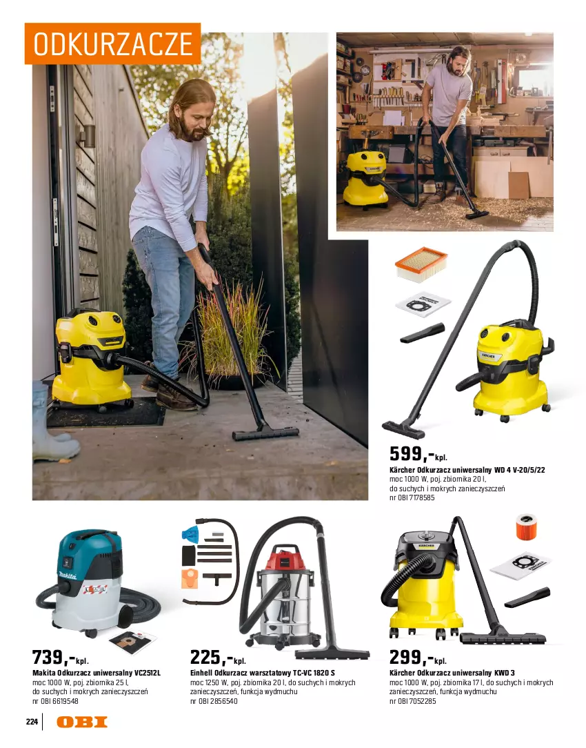 Gazetka promocyjna Obi - Gazetka OBI - ważna 16.03 do 30.09.2026 - strona 224 - produkty: Bosch, Einhell, Kärcher, Makita, Odkurzacz, Odkurzacz przemysłowy, Odkurzacz warsztatowy, Odkurzacze