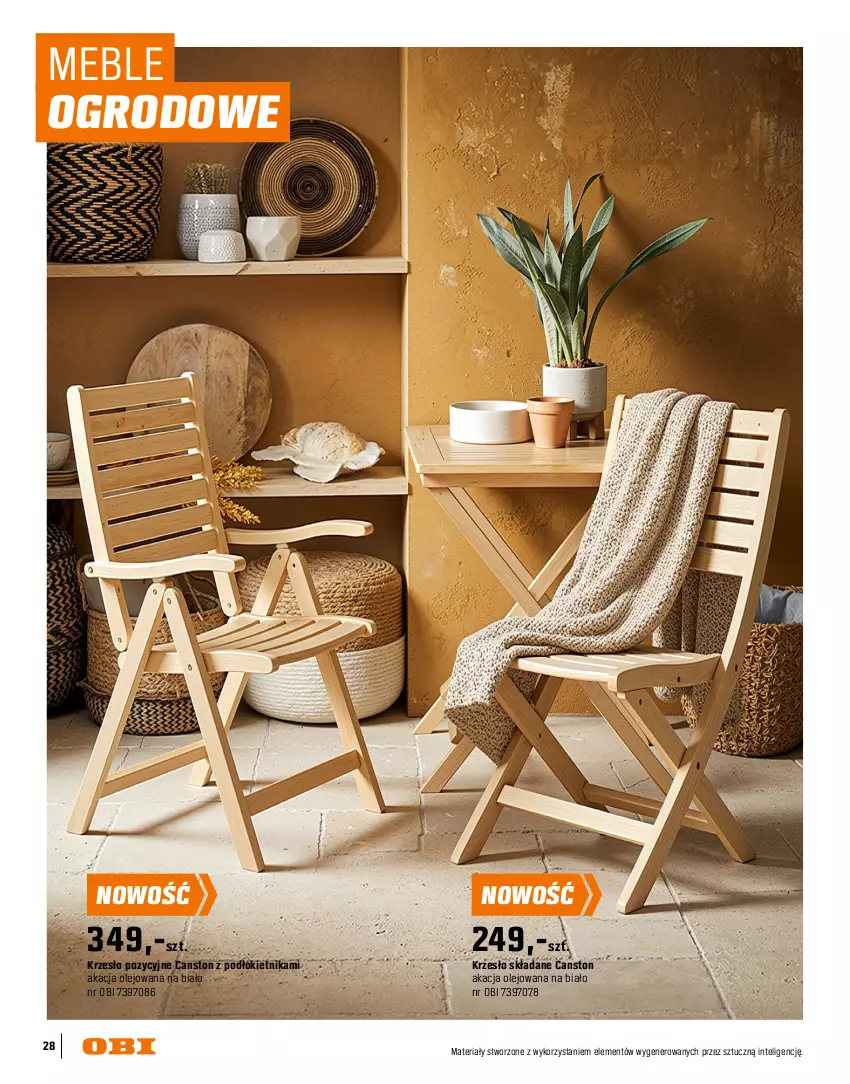 Gazetka promocyjna Obi - Gazetka OBI - ważna 16.03 do 30.09.2026 - strona 28 - produkty: Intel, Krzesło, Krzesło składane, Meble, Olej, Stół