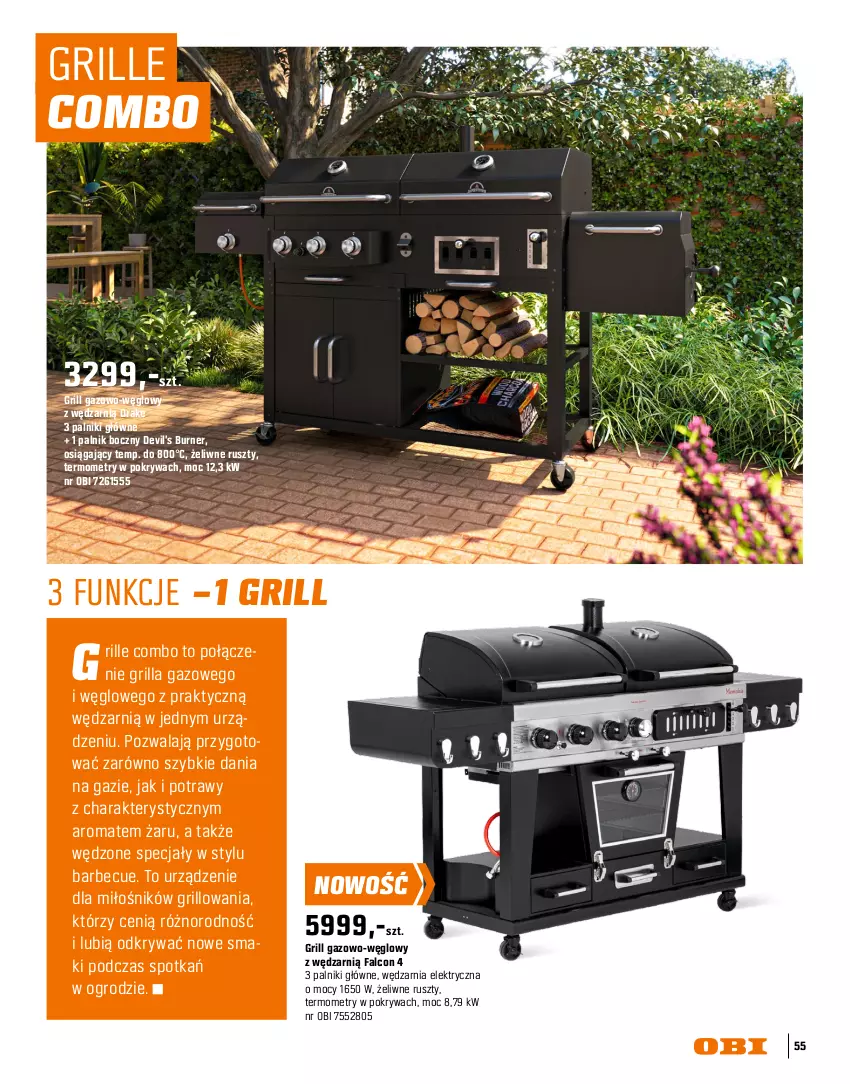 Gazetka promocyjna Obi - Gazetka OBI - ważna 16.03 do 30.09.2026 - strona 55 - produkty: Alcon, Fa, Grill, Grill gazowy, Pokrywa, Stolik, Termometr