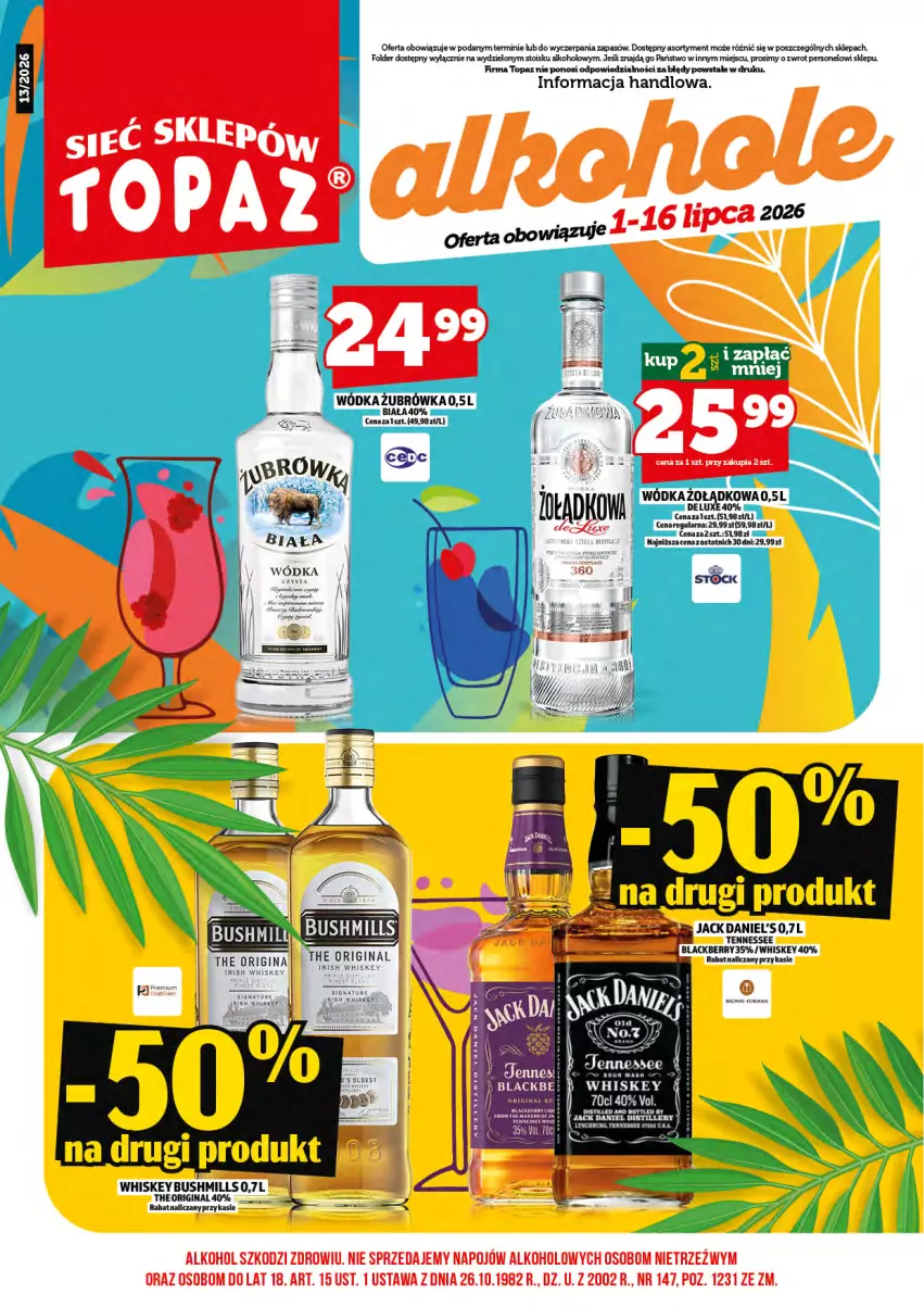 Gazetka promocyjna Topaz - Gazetka - ważna 01.07 do 16.07.2026 - strona 3 - produkty: Gin, Top, Whiskey, Wódka