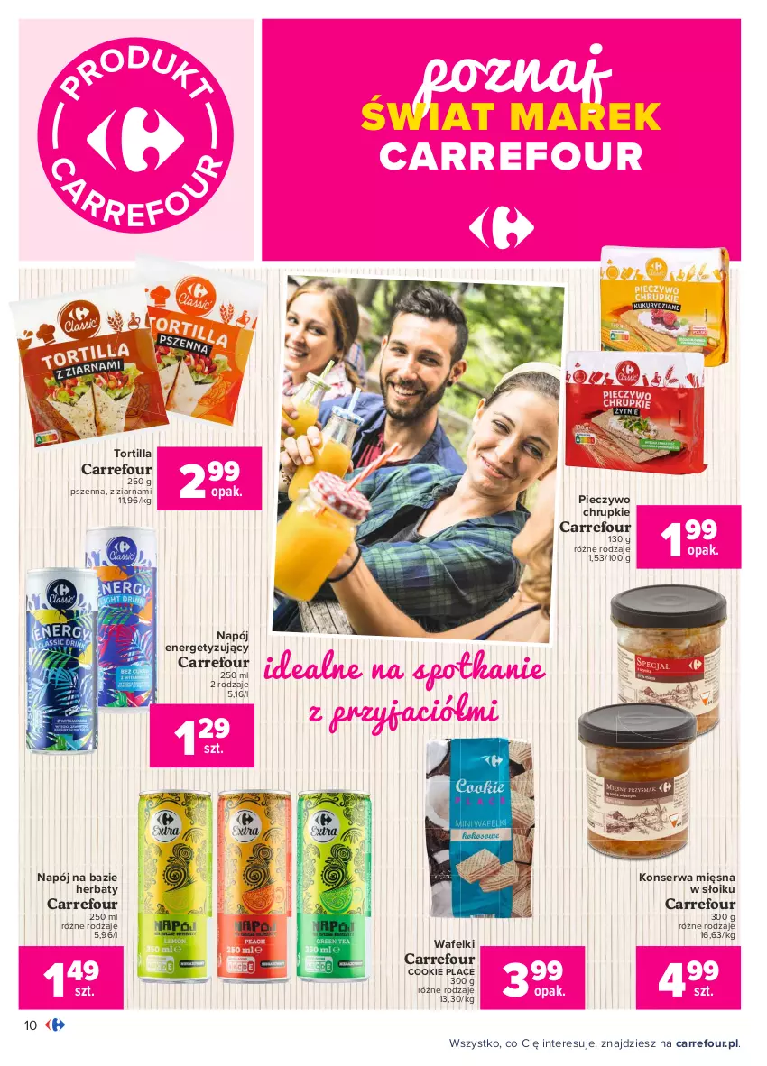 Gazetka promocyjna Carrefour - Gazetka Carrefour - ważna 09.08 do 21.08.2021 - strona 10 - produkty: Chrupki, Napój, Piec, Pieczywo, Pieczywo chrupkie, Ser, Tortilla