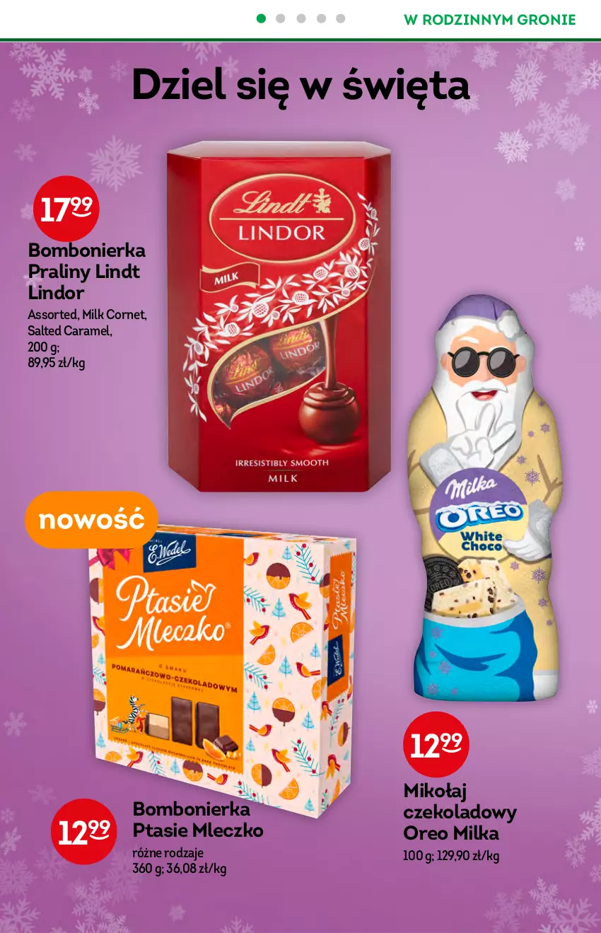 Gazetka promocyjna Żabka - ważna 08.12 do 14.12.2021 - strona 20 - produkty: Lindor, Lindt, Milka, Mleczko, Oreo, Praliny, Ptasie mleczko