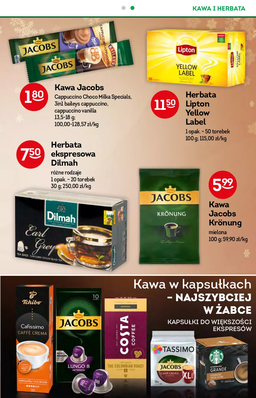 Gazetka promocyjna Żabka - ważna 08.12 do 14.12.2021 - strona 45 - produkty: Cappuccino, Dilmah, Herbata, Jacobs, Jacobs Krönung, Kawa, Lipton, Milka