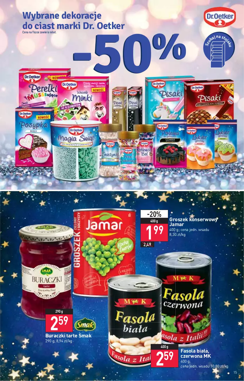 Gazetka promocyjna Stokrotka - Supermarket - ważna 16.12 do 21.12.2021 - strona 15 - produkty: Buraczki, Fa, Fasola, Groszek, Ser