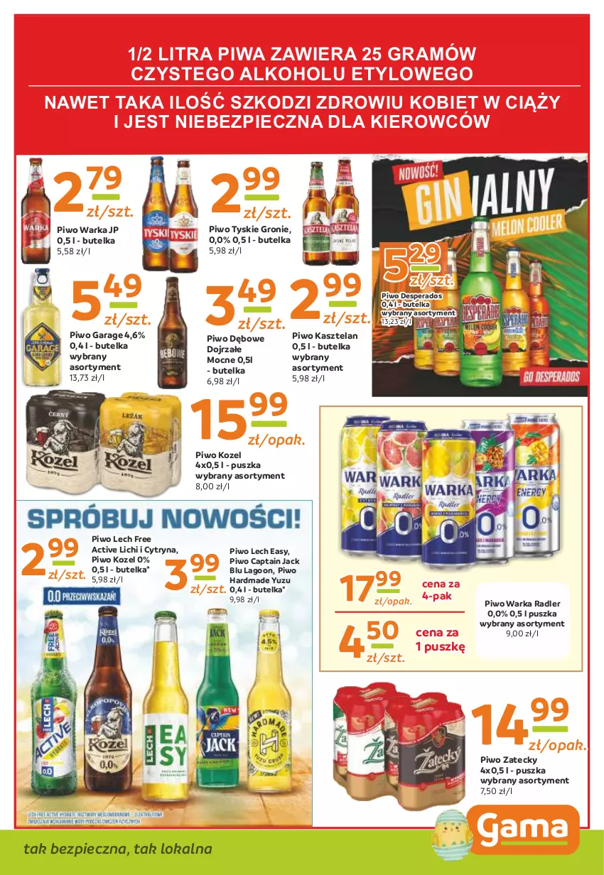 Gazetka promocyjna Gama - Gazetka Gama - ważna 10.04.2023 do 30.03.2024 - strona 11 - produkty: Captain Jack, Desperados, Gra, Kasztelan, Kozel, Piec, Piwa, Piwo, Radler, Tyskie, Warka