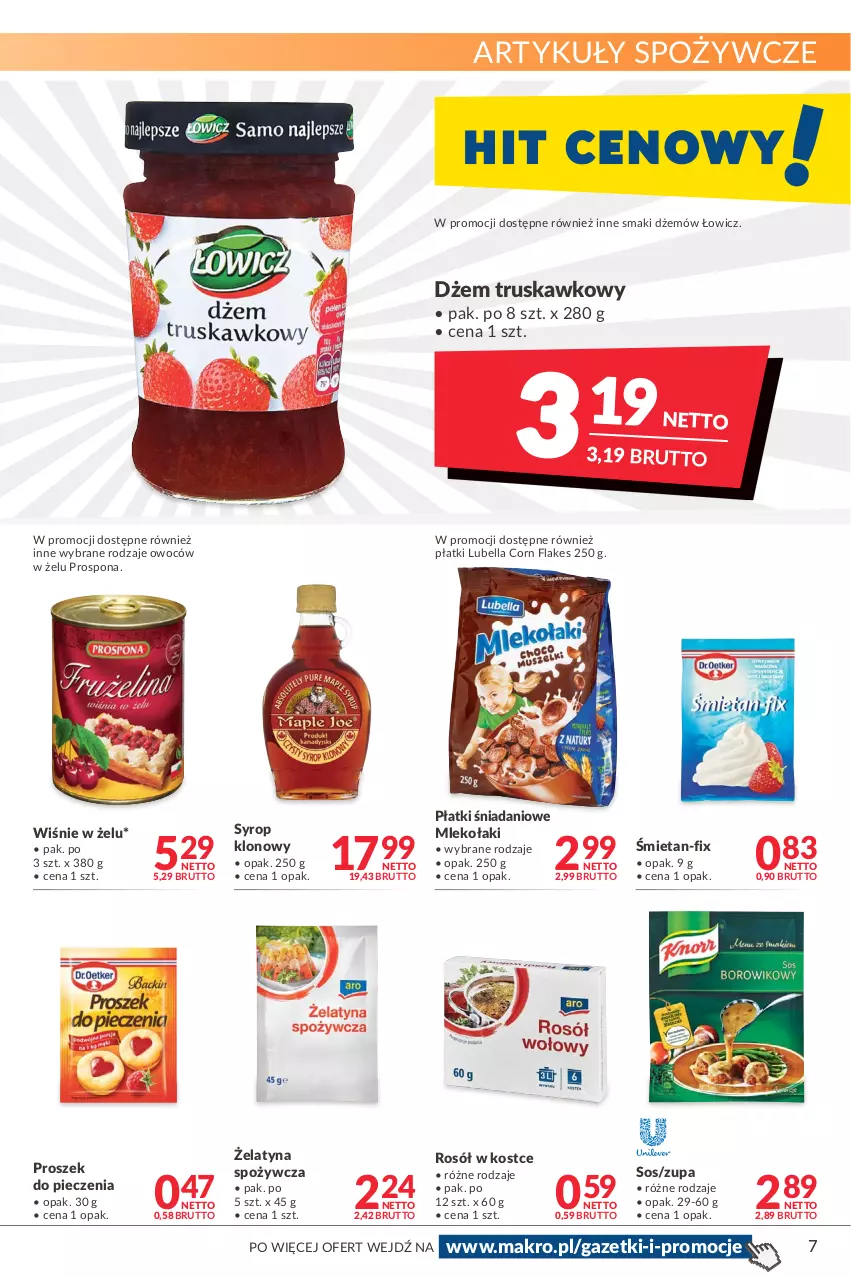 Gazetka promocyjna Makro - [Oferta promocyjna] Artykuły spożywcze i przemysłowe - ważna 08.03 do 21.03.2022 - strona 7 - produkty: Artykuły spożywcze, Bell, Bella, Corn flakes, Danio, Dżem, Lubella, Mleko, Piec, Proszek do pieczenia, Rosół, Sos, Syrop, Zupa