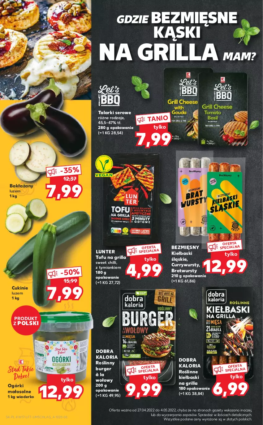 Gazetka promocyjna Kaufland - OFERTA TYGODNIA - ważna 27.04 do 04.05.2022 - strona 4 - produkty: Burger, Grill, Kiełbaski śląskie, Roślinne kiełbaski, Roślinny burger, Ser, Tofu