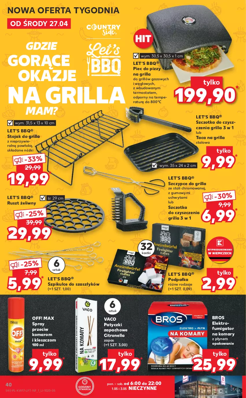 Gazetka promocyjna Kaufland - OFERTA TYGODNIA - ważna 27.04 do 04.05.2022 - strona 40 - produkty: Grill, Piec, Por, Stojak, Szczotka, Szczypce, Taca, Termos