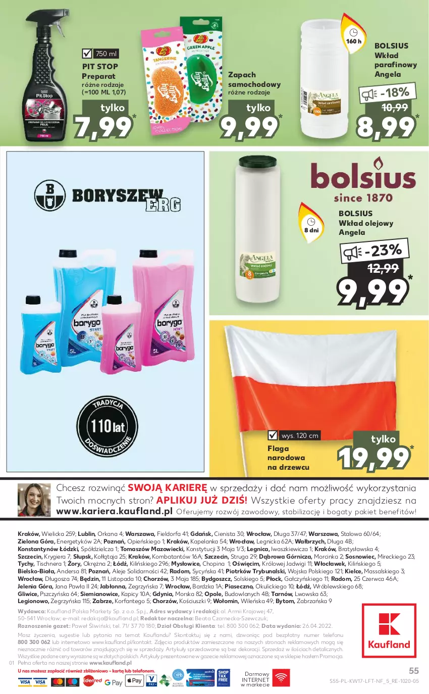 Gazetka promocyjna Kaufland - OFERTA TYGODNIA - ważna 27.04 do 04.05.2022 - strona 55 - produkty: Bols, Bolsius, Dres, Fa, Gra, Inka, Olej, Orka, Sos, Telefon, Top, Wkład olejowy